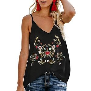 Women's Boho Floral V Neck Tank Top  Size L Large